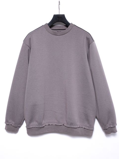 【予約品 4月6日(月) 締切】Three-layer Stretch Cardboard Knit Crew Neck Sweatshirt / スリーレイヤー ダンボールニット クルーネック スウェット / グレージュ