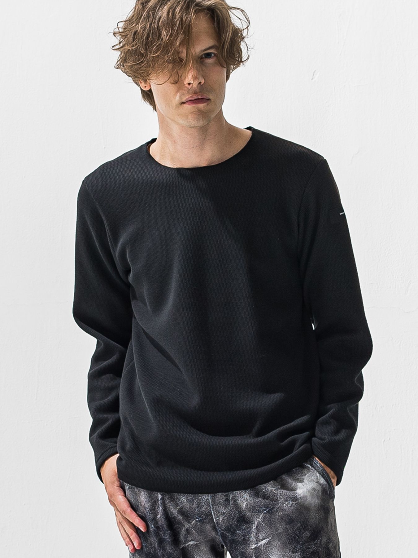 【予約品 9月6日(日) 締切】VELOURS FLEECE NEO THERMAL / 裏起毛 ハニカムサーマル ロングスリーブTシャツ / ブラック
