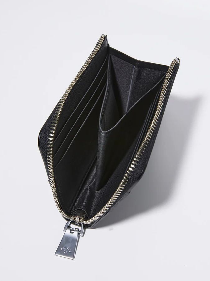 L字型のファスナーレザーウォレットBlack牛革 【aniary】34-20000