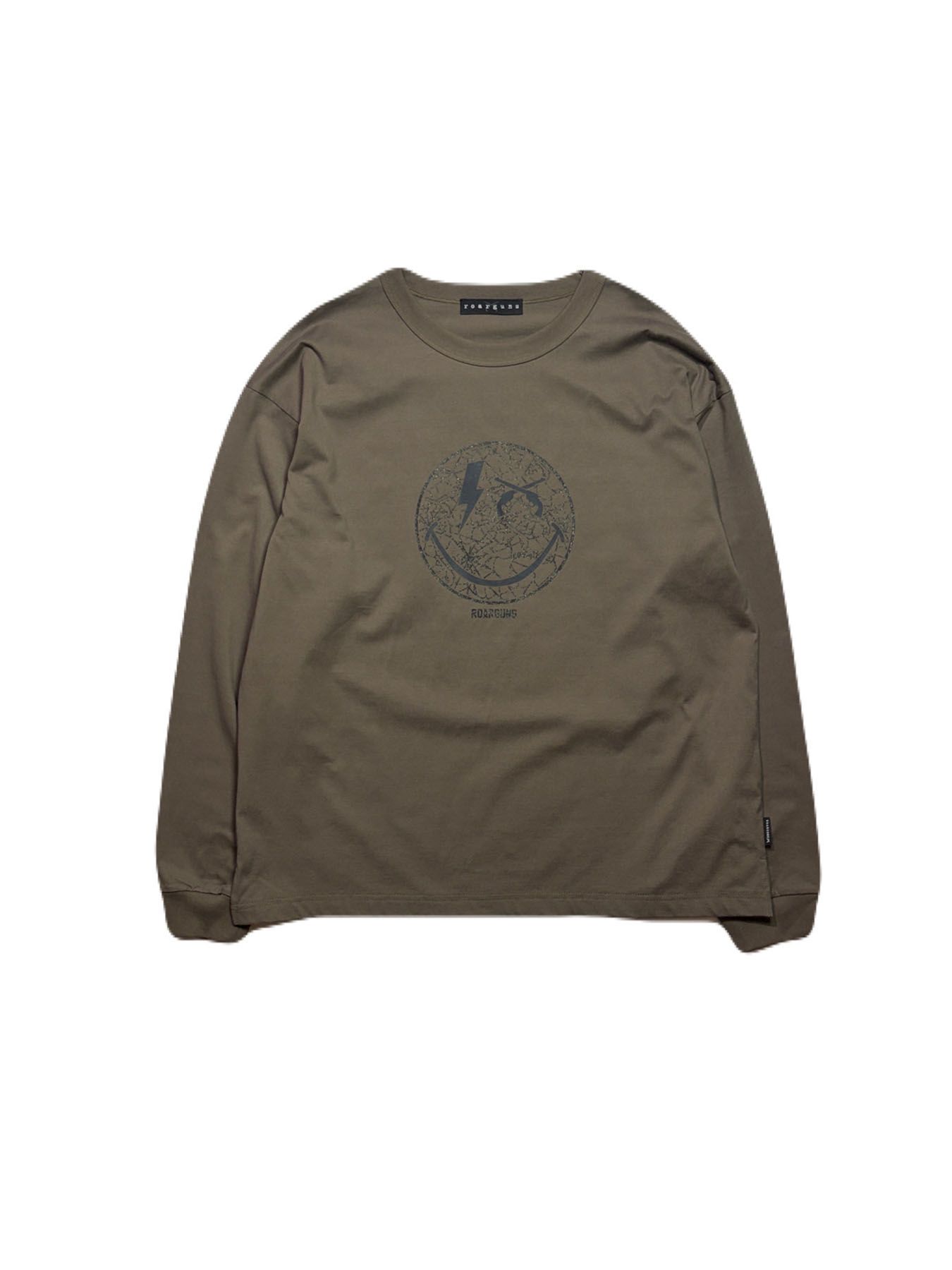 【予約品 3月9日(月) 18:00 締切】ORG/CO L/S T SMILE / スマイルプリント オーガニックコットン ロンT / カーキ