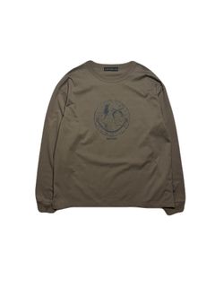 【予約品 3月9日(月) 18:00 締切】ORG/CO L/S T SMILE / スマイルプリント オーガニックコットン ロンT / カーキ