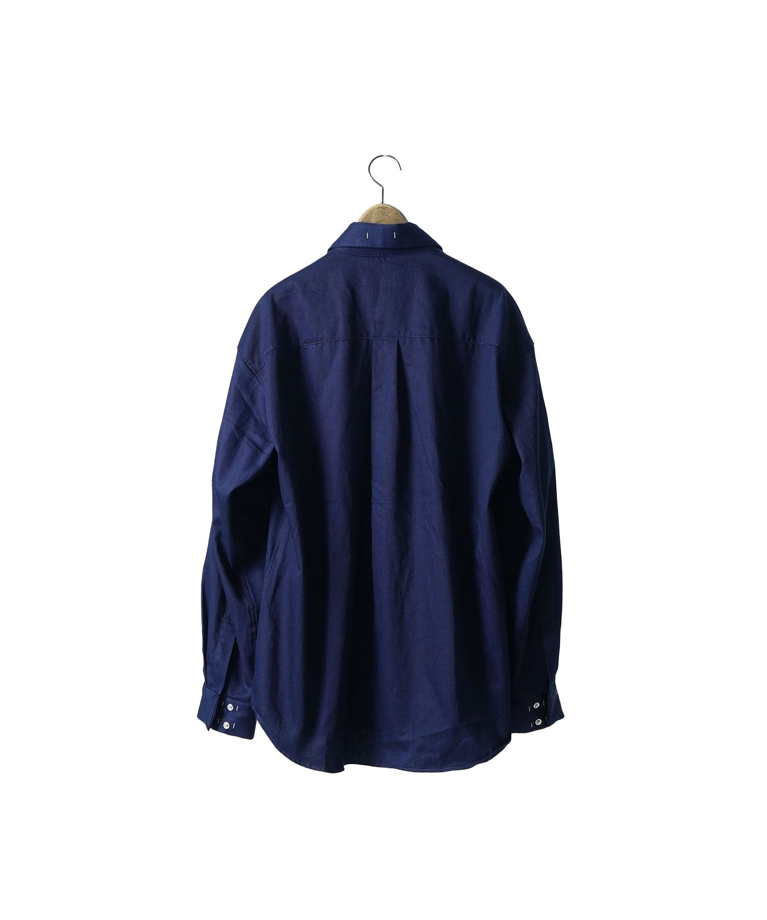 【予約品10月20日(日）締め】 SOSIR / シャツ / ダークインディゴ．アイボリー×ネイビー