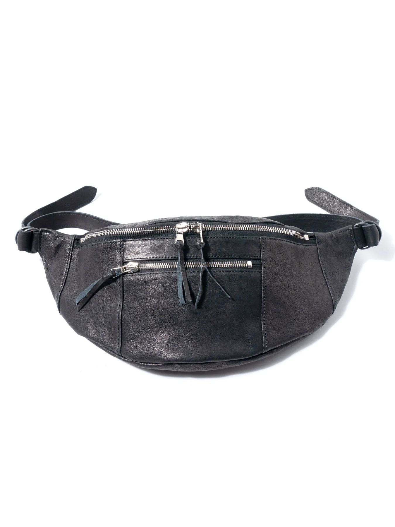 【予約品 10月12日(日) 締切】Pit Vegetable Full Tanned Shrunken Horsehide Body Bag / フルタンニン ピット鞣し シュリンク ホース ハイド ボディー バッグ / HIGH THROTTLE / ブラック×シルバー