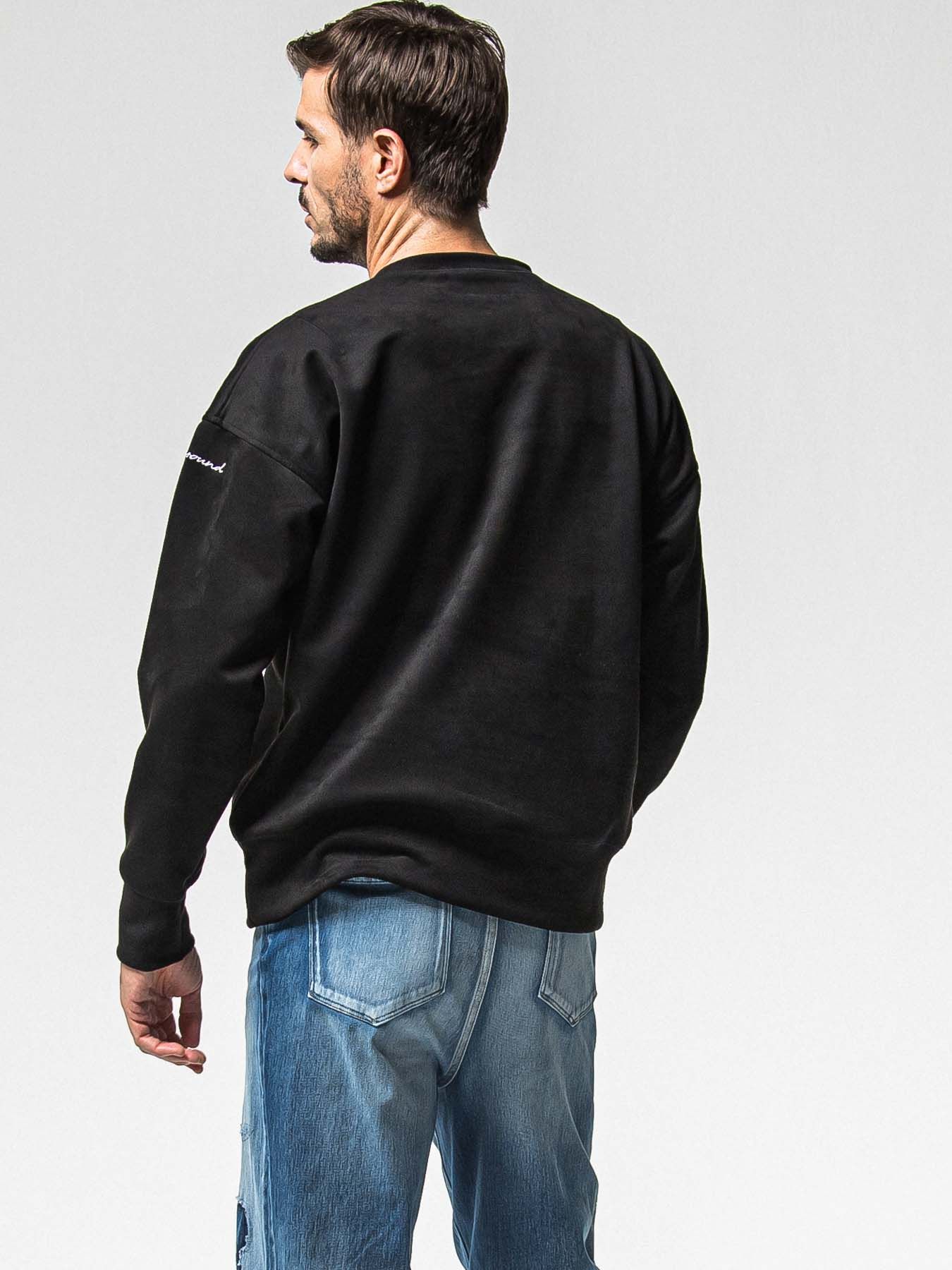 【予約品 8月31日(日) 締切】SUEDE DROP TRAINER / スウェード ドロップショルダートレーナー / ブラック