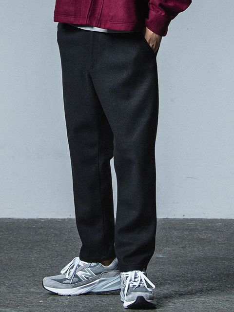 《予約品》 PAT WIDE EASY PANTS  / イージースラックス / ブラック・メルトン