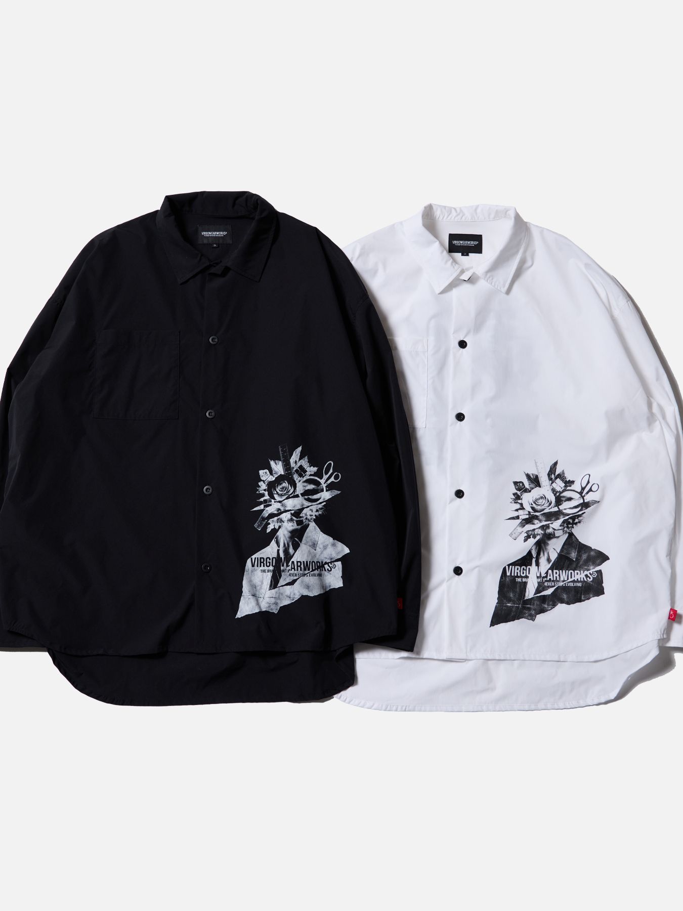COLLISION SHIRT / プリント ワイドシルエットシャツ / BLACK