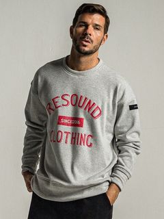 《予約9月1日18時締め》 college  velours fleece drop trainer  / ルーズトレーナー / グレーレッド