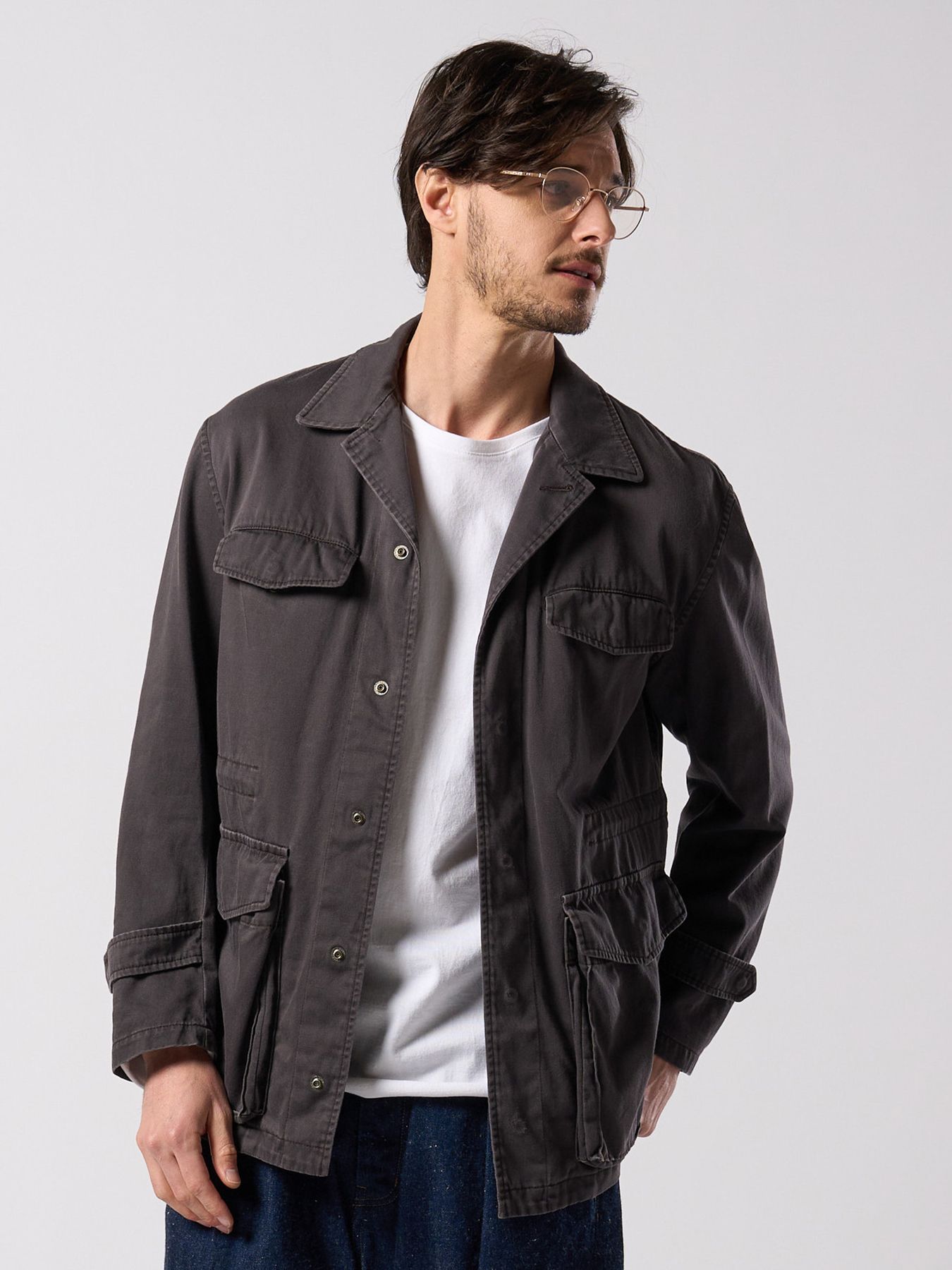 【予約品 4月19日(日) 18時締切】sulfur dyed M47 shirt / 硫化染め M47シャツ / フェードチャコール