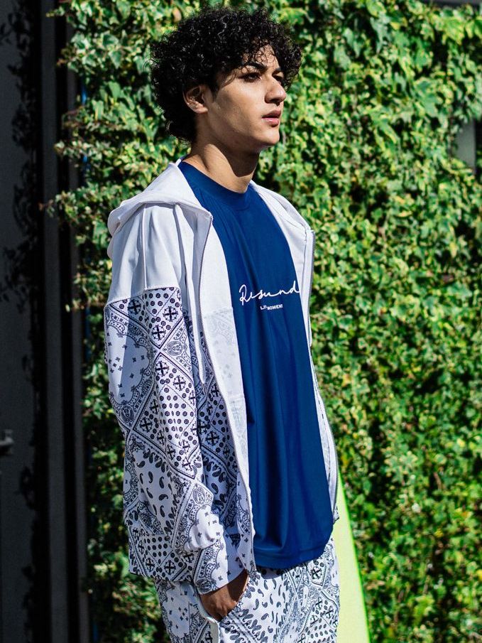 《予約品3月3日18：00締め》 Paisley RUSH OVER ZIPUP HOODIE / ラッシュガードパーカー / バンダナホワイト