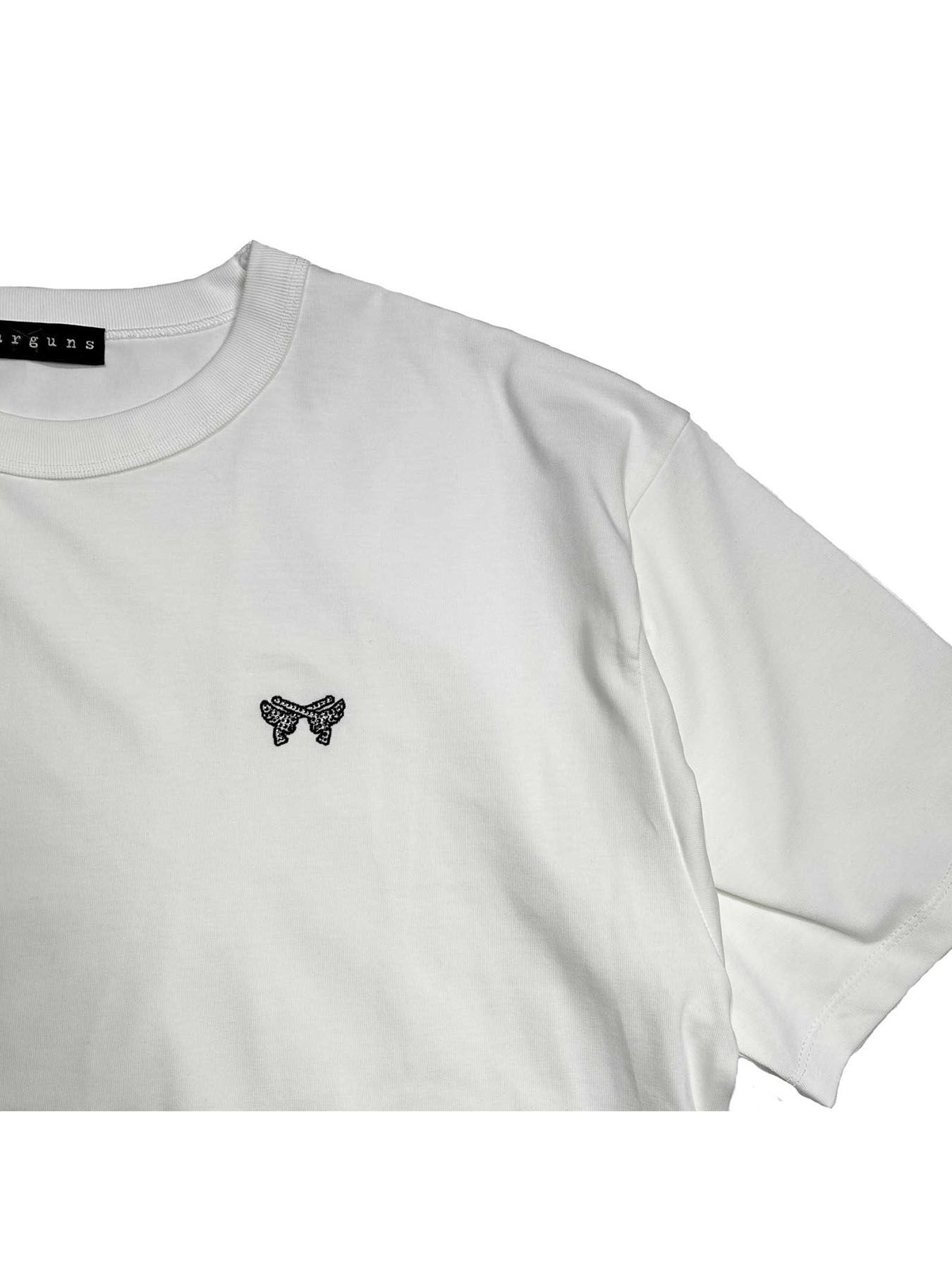 【予約品 8月10日(日) 締切 】WING CROSSGUN S/S T / ウィング クロスガン Tシャツ / クリスタル 刺繍 ホワイト