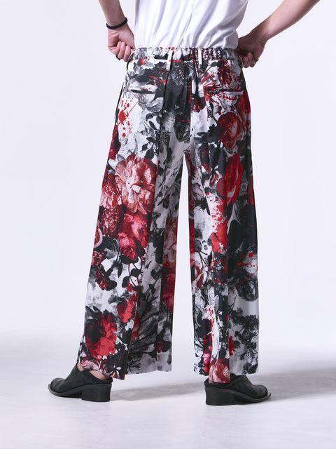 《予約品》 SlitWideTuckSlacks / スリットワイドスラックス / サテンホワイト＆レッド