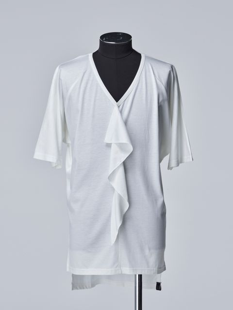 《予約品》 ViscoseOrganicFrillVDolmanT-Shirt / Tシャツ  / ホワイト 【THE ONENESS】 5月中入荷予定