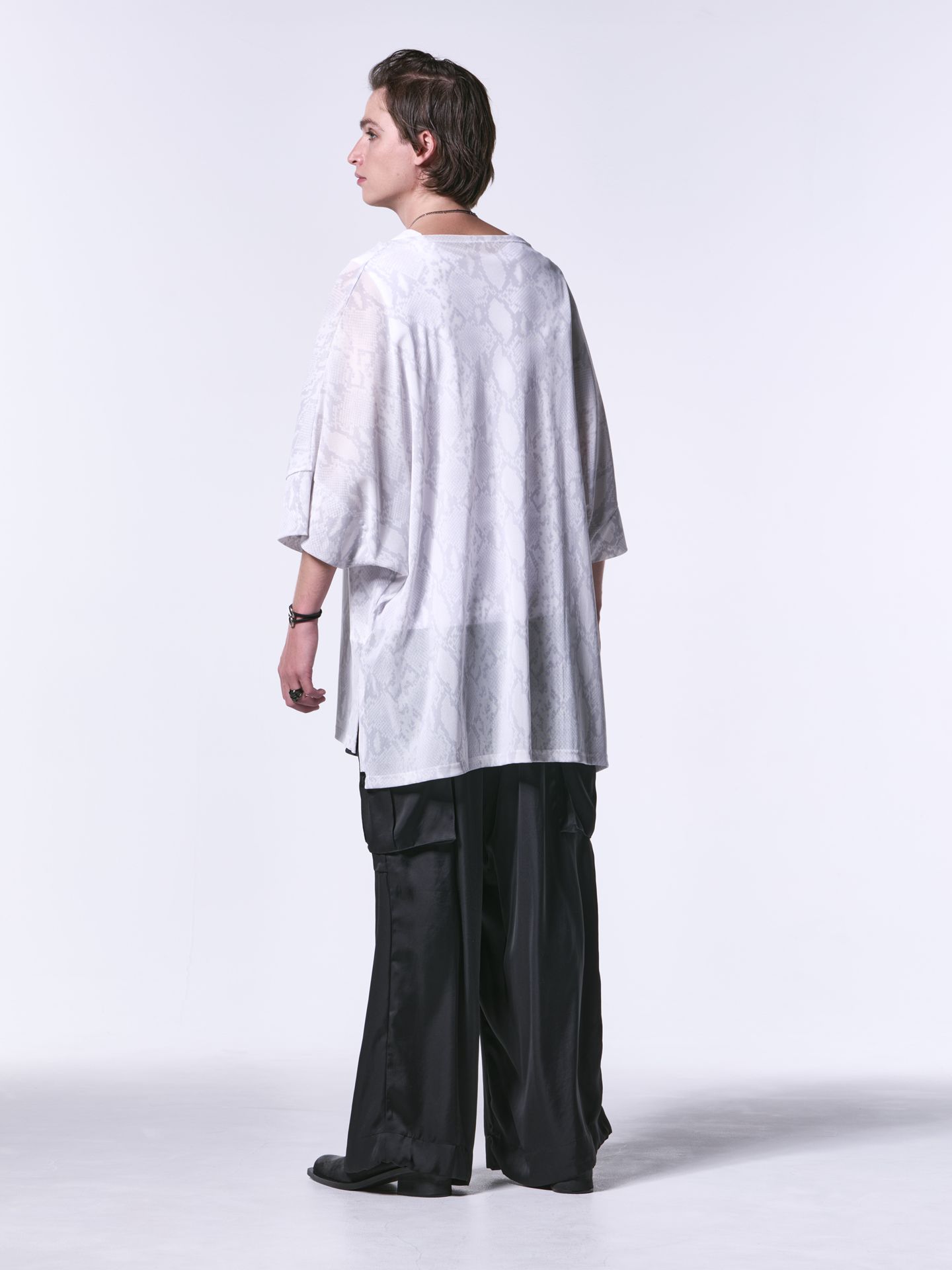 《予約品1月》 Dolman-T / メッシュ ドルマンTシャツ / ホワイトパイソン