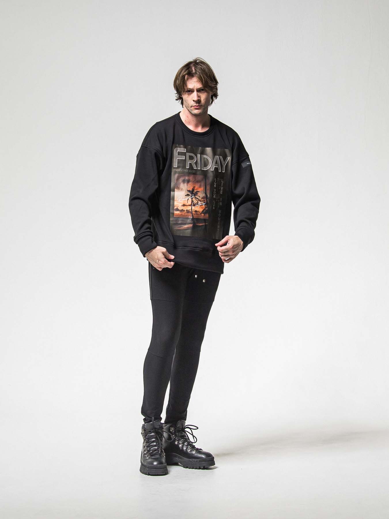 【予約品 8月31日(日) 締切】FRIDAY OLD COVER VEROURS FLEECE TRAINER / FRIDAYコラボ オールドカバー ベロアフリース トレーナー / ブラック
