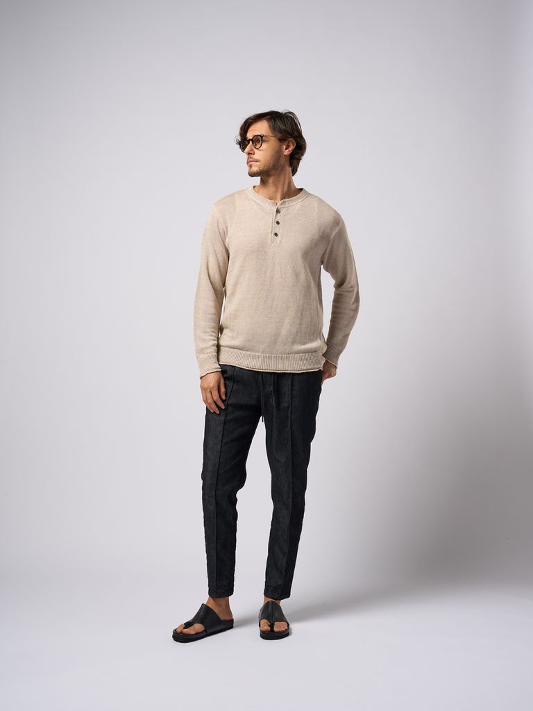 wjk - 【予約品9月19日 10時締め】 linen henley knit wjk - 【予約品9月19日 10時締め】 linen henley knit