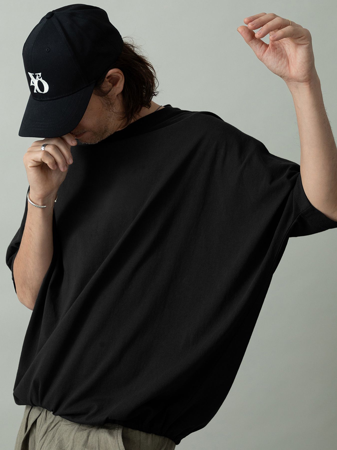 【予約品 2月1日(日) 締切】KITE TEE embroidery / 刺繍 ニットT / ブラック