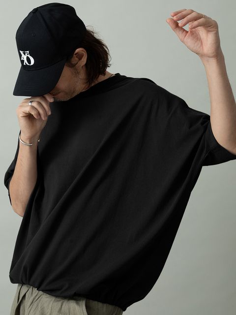 【予約品 】KITE TEE embroidery / 刺繍 ニットT / ブラック