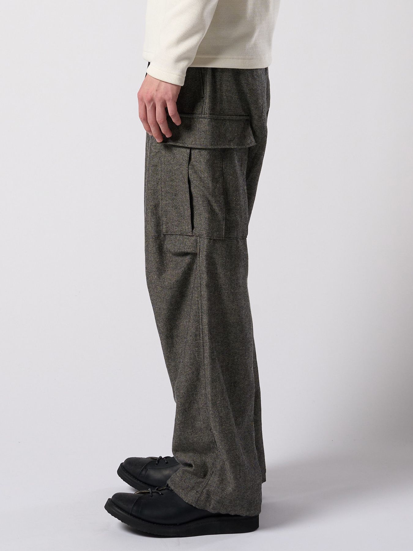 【予約品 4月19日(日) 18時締切】natural blend wool easy cargo / ナチュラルブレンドウール イージーカーゴパンツ / ナチュラル×ブラック
