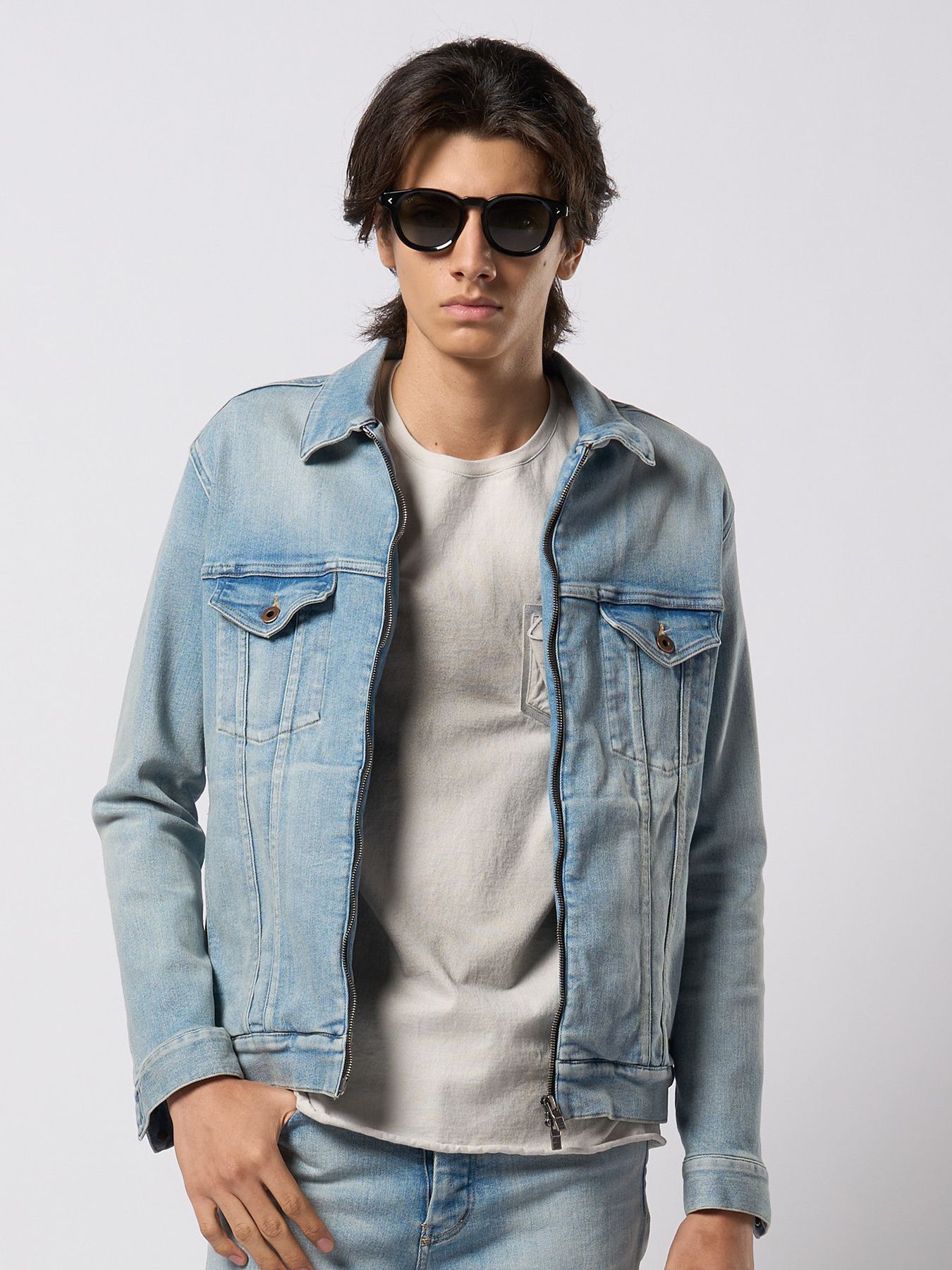 【予約品 9月23日(火) 締切】denim zip blouson / デニムジップブルゾン / アイスブルー