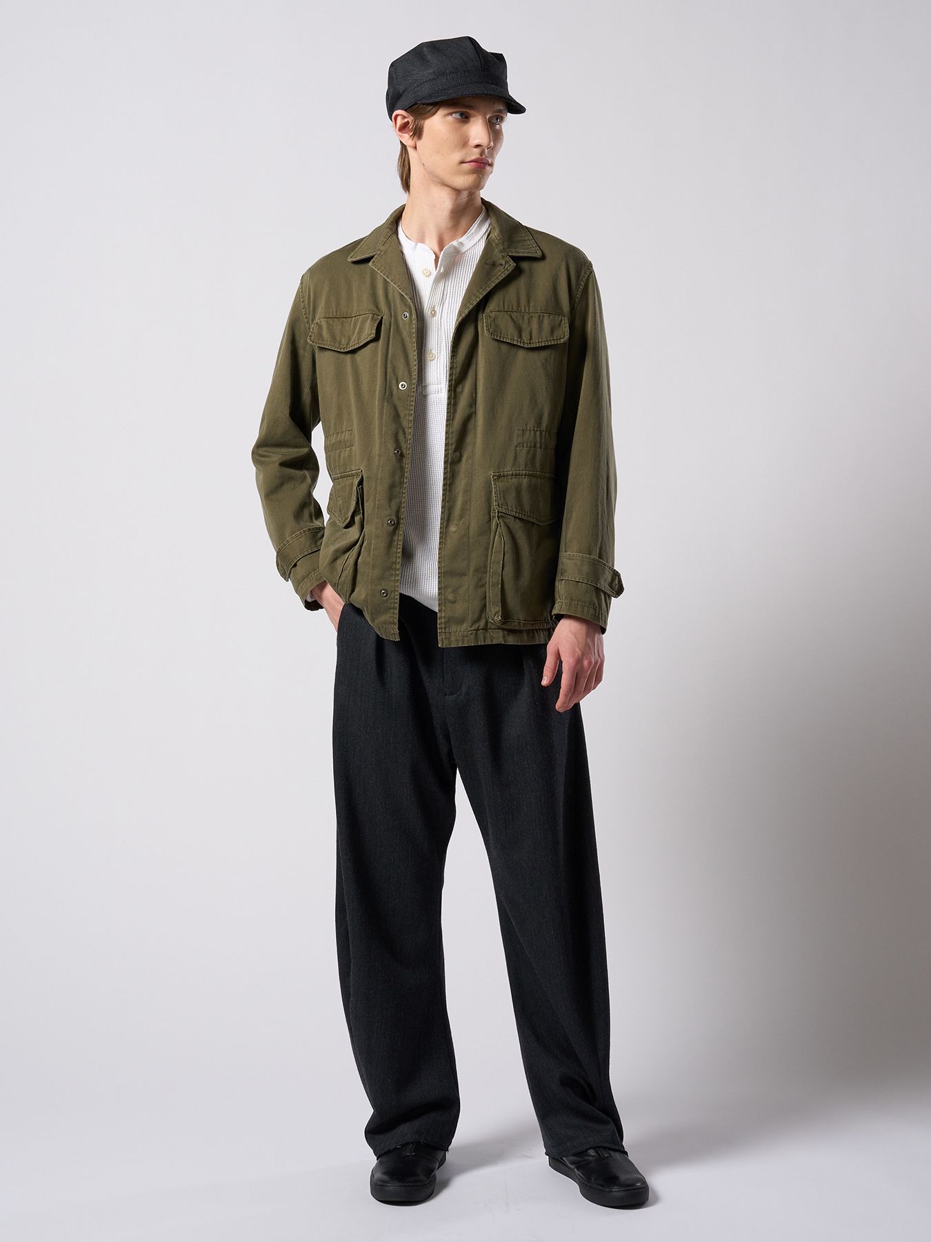 【予約品 4月19日(日) 18時締切】sulfur dyed M47 shirt / 硫化染め M47シャツ / フェードカーキ