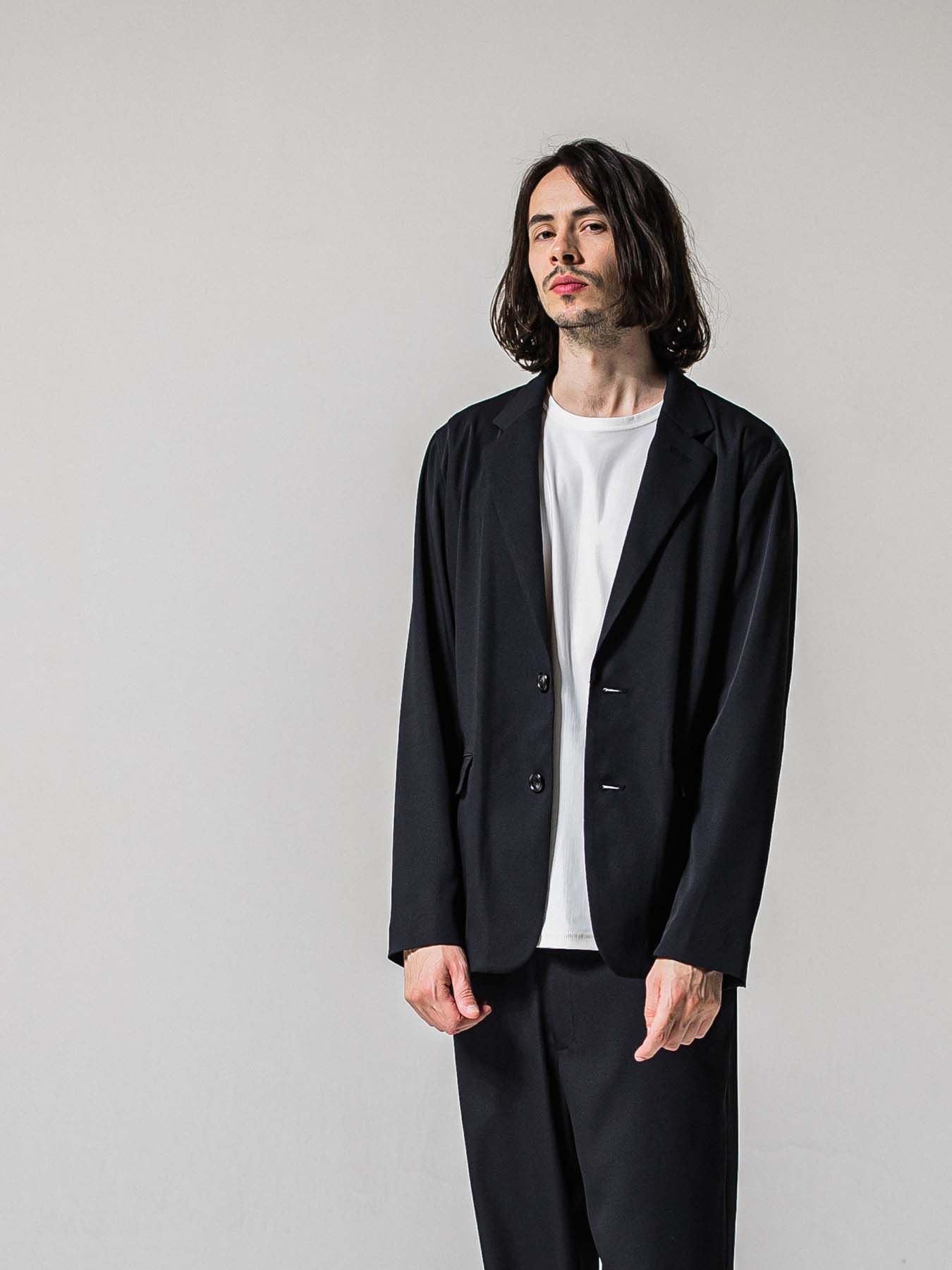 【予約品 11月16日(日) 締切】GARY LOOSE JACKET / ルーズフィット ジャージ テーラードジャケット / ブラック