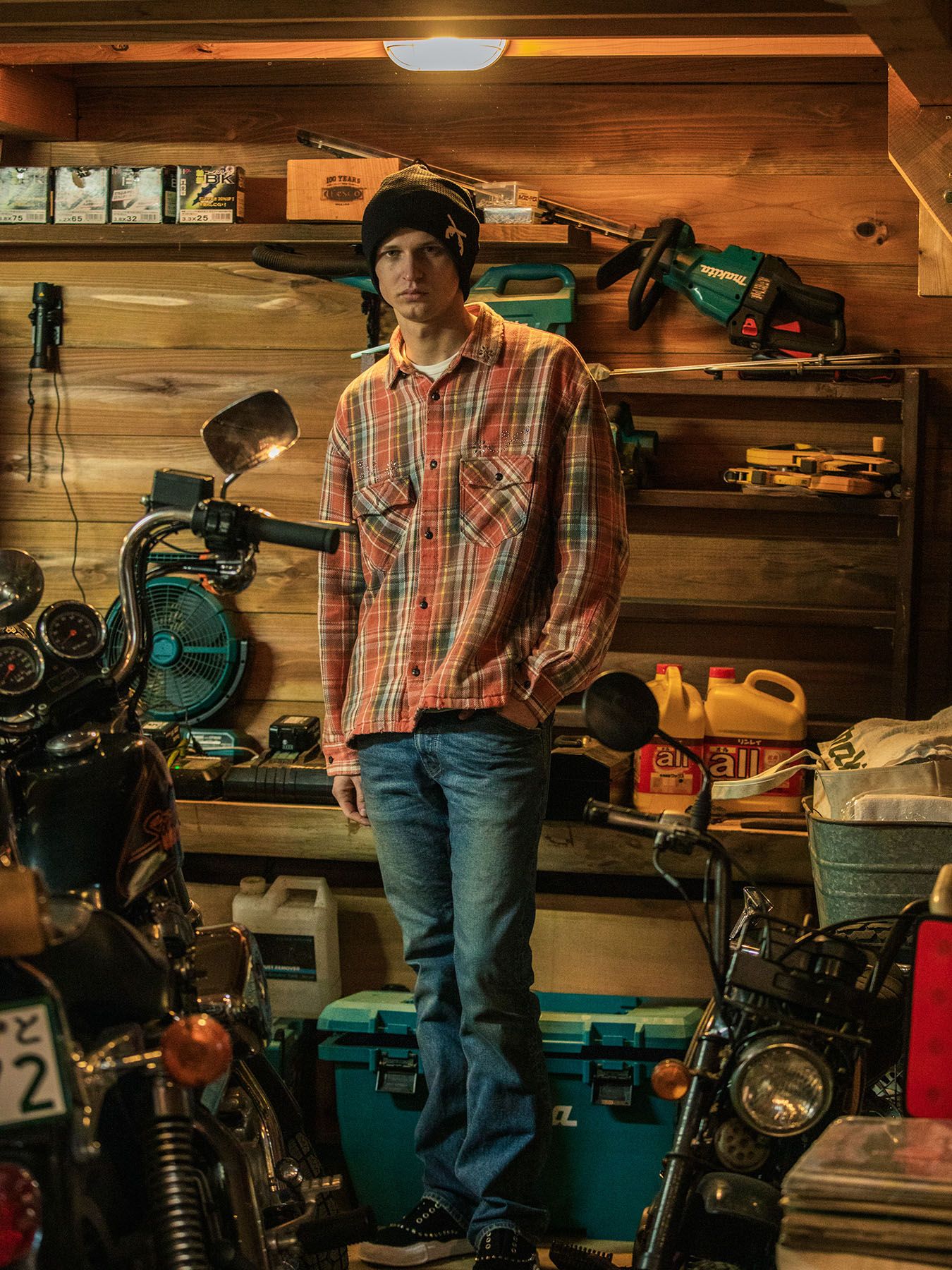 【予約品 3月9日(月) 18:00 締切】STUDS CHECK SH CRY / クリスタルクロスガン スタッズ チェックシャツ / レッド