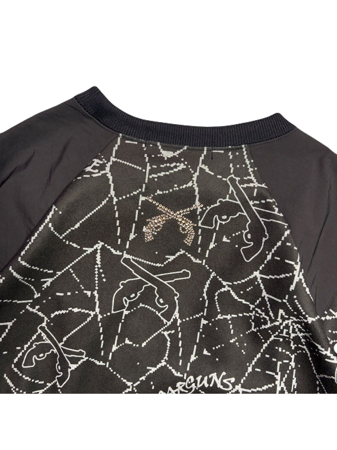 【予約品 3月9日(月) 18:00 締切】SPIDER PRINT T CRY / クリスタルクロスガン スパイダープリント フリース ロンT / ブラック×ブルー