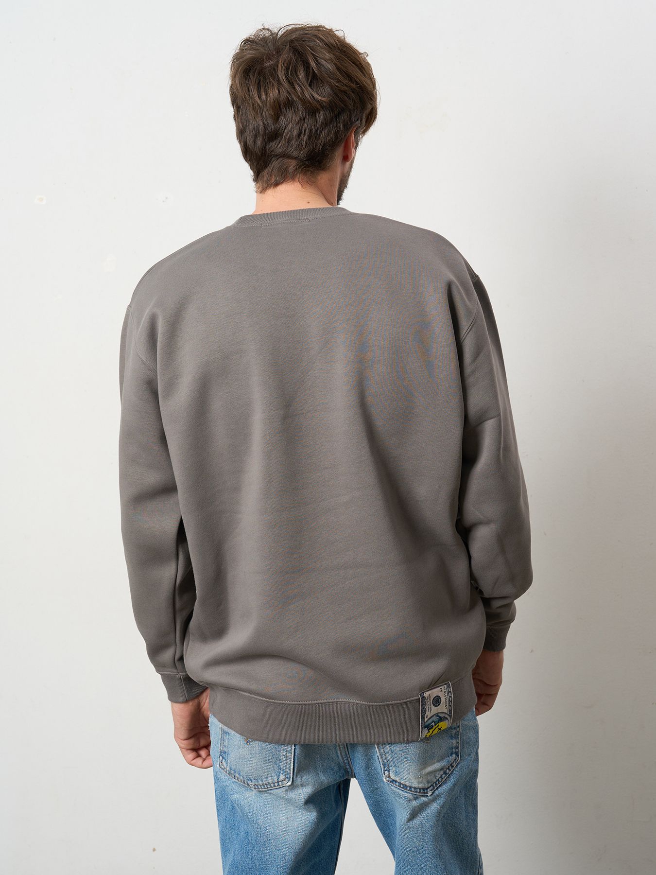 【予約品 5月8日(木) AM10時 締切】 TC裏毛起毛 YOU GOT THIS マルチパッチワークスウェットシャツ / チャコールグレー