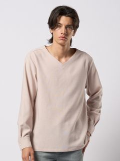 【予約品 9月23日(火) 締切】boat V-neck pullover shirt / ボートVネック プルオーバーシャツ / ナチュラル