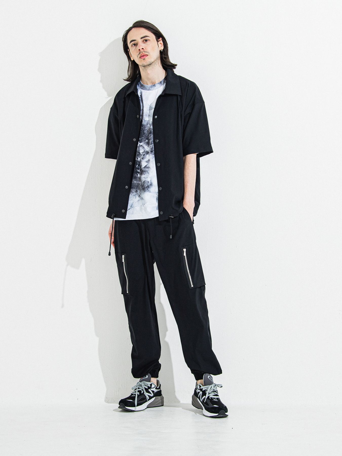 【予約品】NYLON HALF COACH JACKET / ナイロンハーフコーチジャケット / ブラック