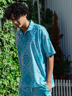 《予約品3月3日18：00締め》 RUSH OVER POLO / ラッシュガードポロシャツ / バンダナブルーグリーン