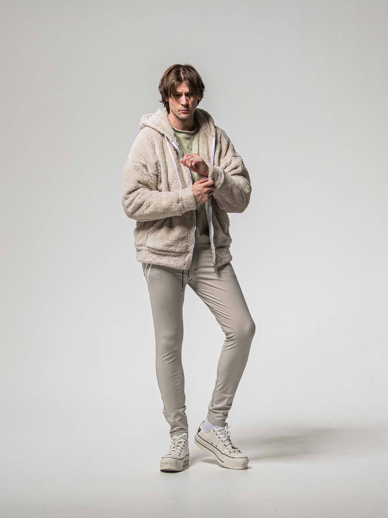 【予約品 】BOA ZIP LOOSE HOODIE / ボア ジップ ルーズフーディ / ブラウン