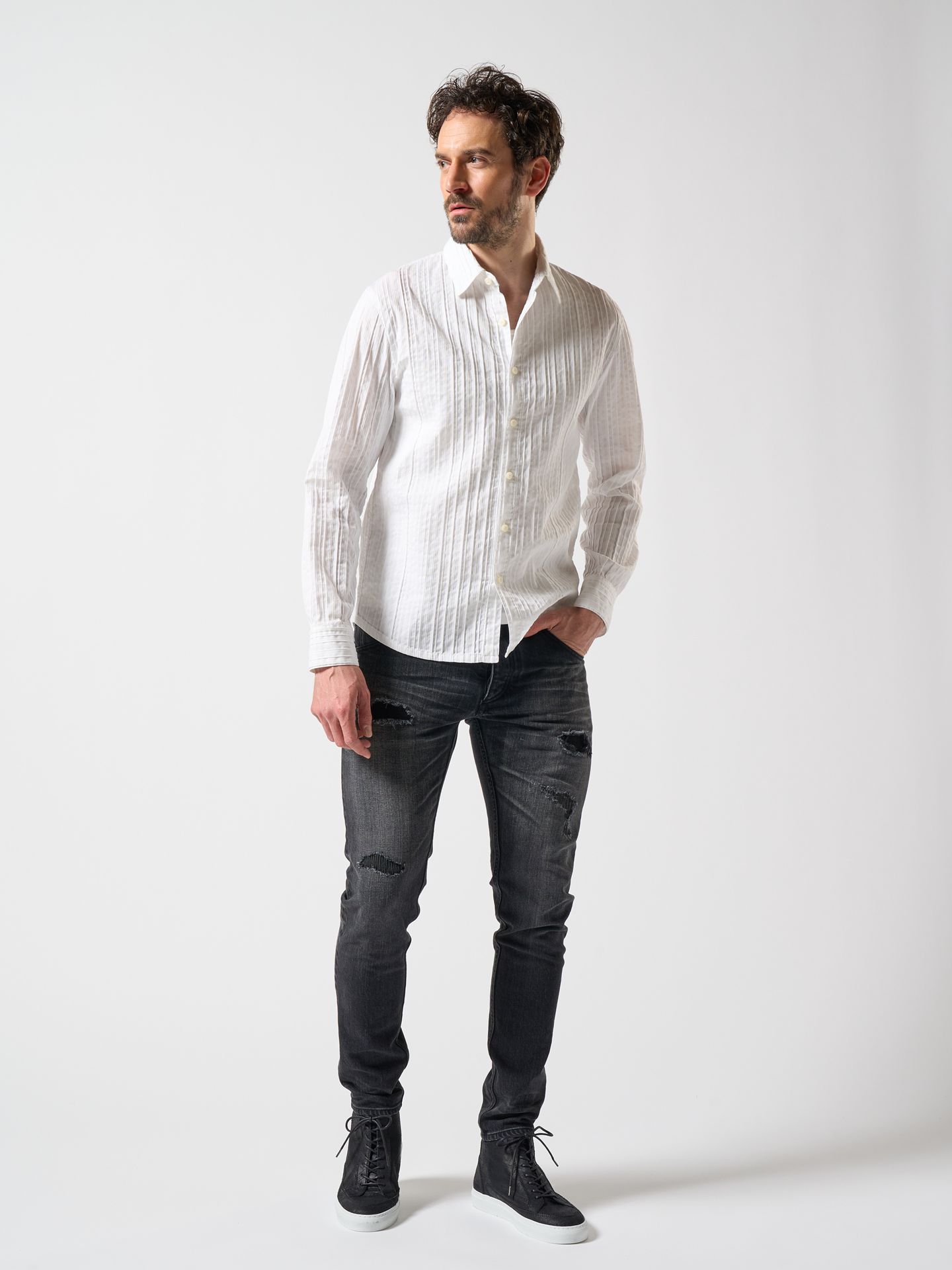 【予約品】 tight straight selvedge denim(used) / タイトストレートデニム / usedブラック