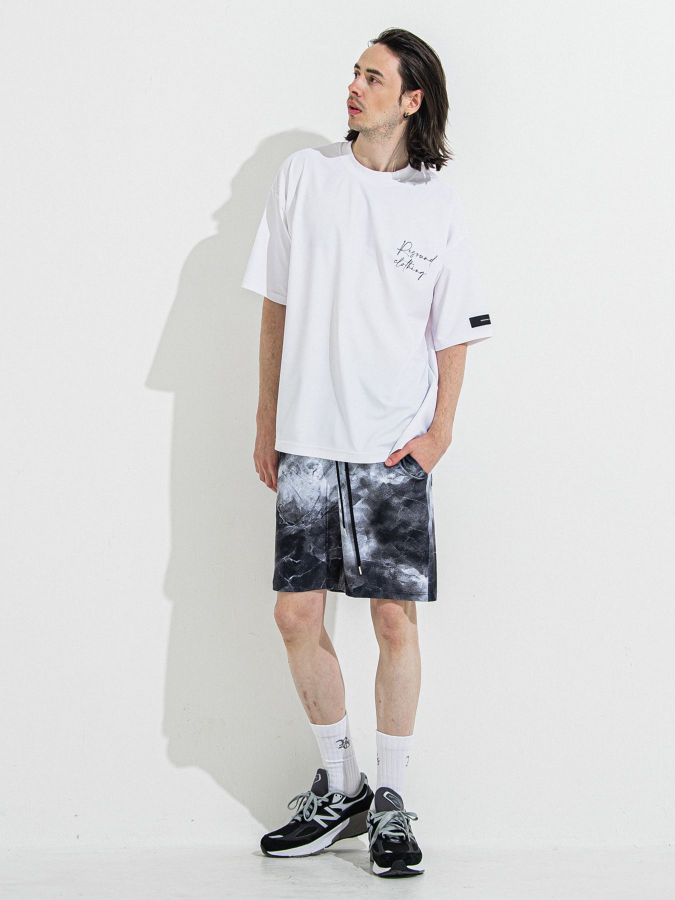 【予約品 】RASH SHORTS / ラッシュガード ショーツ / マーブルブラック