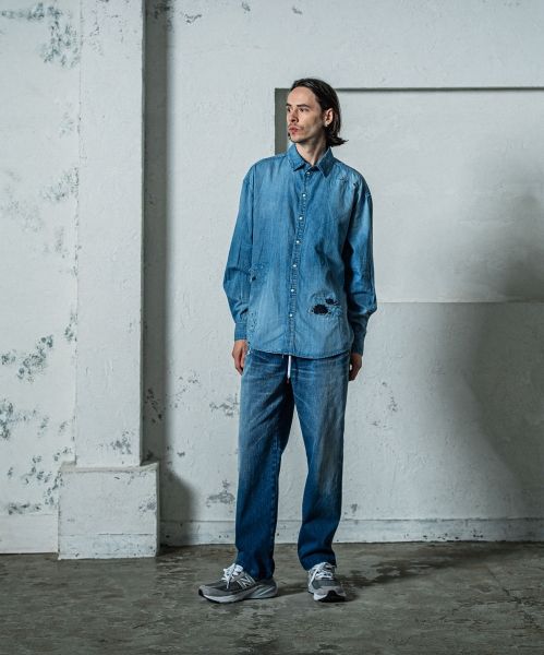 《予約11月17日19時締め》 EX denim jersey  WIDE PT / ワイドパンツ / DINDダークインディゴ