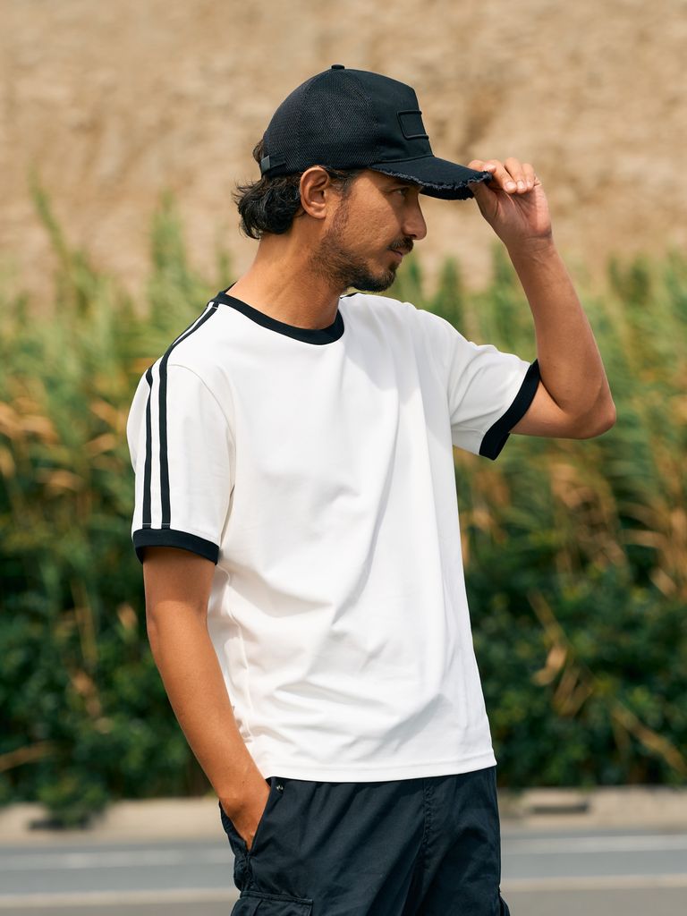 【INSTANTFUNK】メッシュ シャーリング クルーネック Tシャツ 接触冷感スムースルーズクルーネックTシャツ/AMERICAN HOLIC