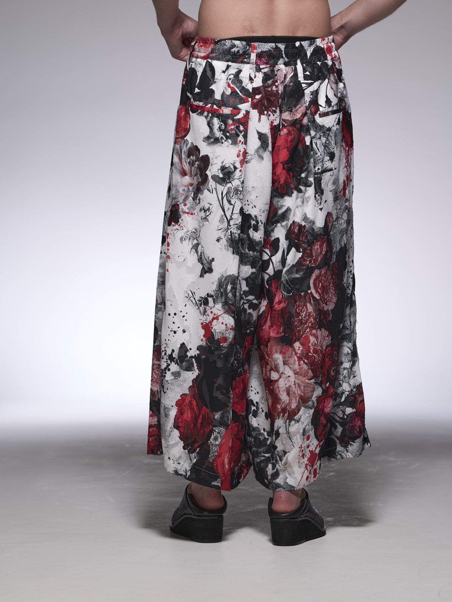 《予約品》 SplashFloraWideTuckSlacks / ワイドタックスラックス / ホワイト＆レッド