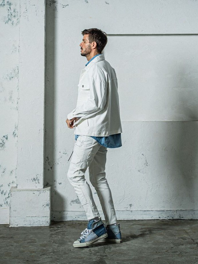 《予約11月17日19時締め》 MICK DENIM JERSEY / ジャージパンツ / ホワイトリメイク