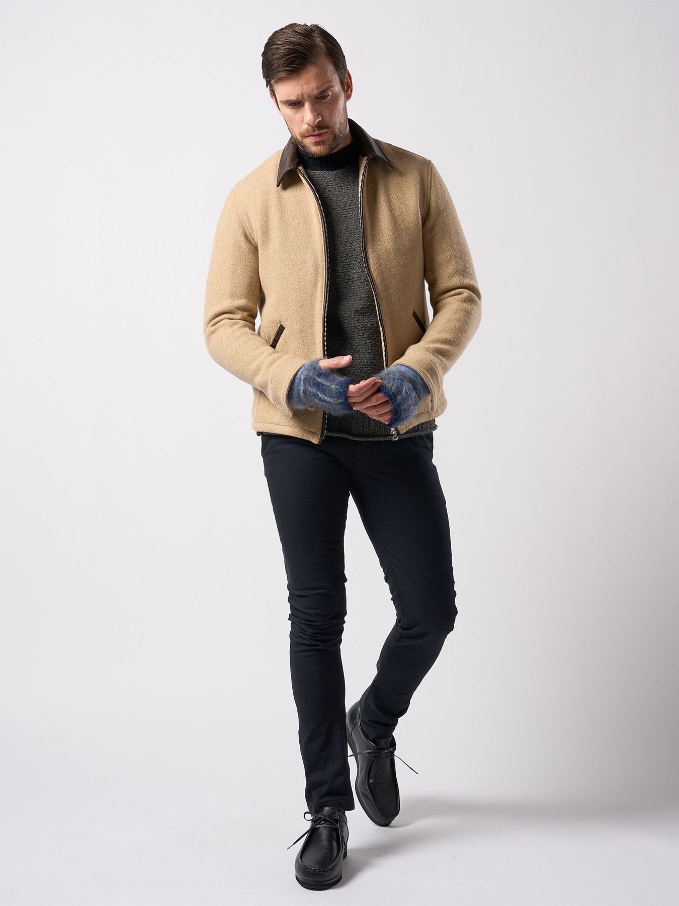 【予約品 】classical tweed zip blouson / クラシックツイード ジップブルゾン / ベージュ