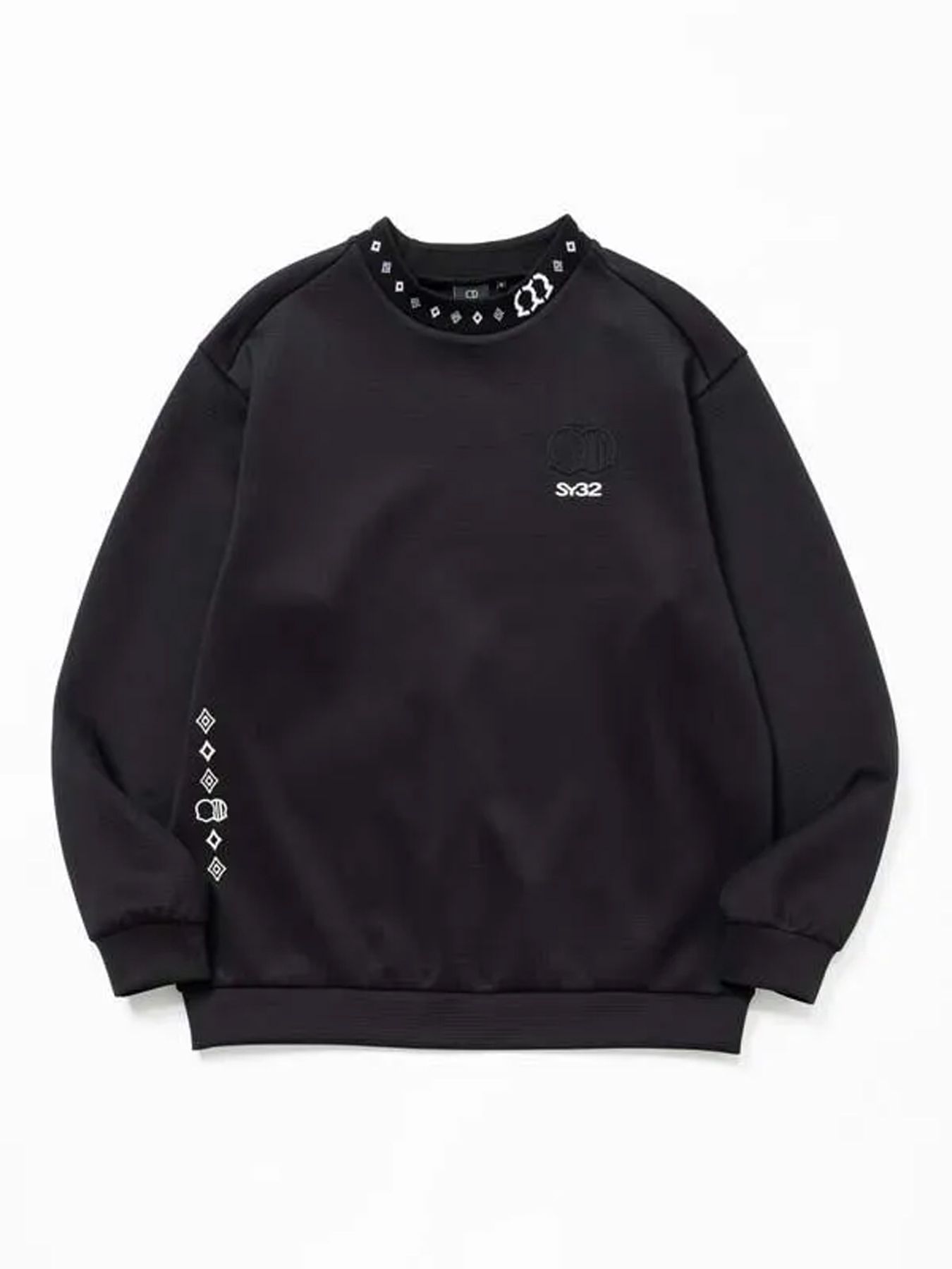 DOUBLE MESH KNIT L/S MOCK / ダブルメッシュニット モックネック / ブラック【SY32 by SWEET YEARS GOLF】