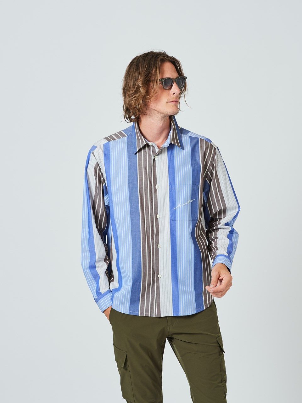 (予約品2023年10月19日18時締め) Random Stripe Shirts Jacket / シャツジャケット / ブルー