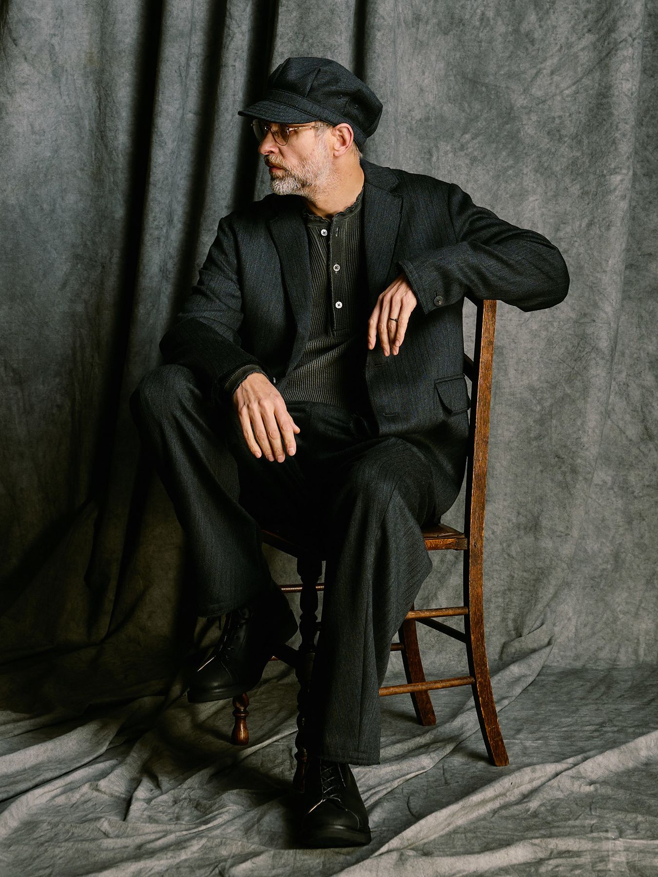 【予約品 4月19日(日) 18時締切】venetian stripe single jacket / ヴェネツィアン ストライプ シングルジャケット / チャコール