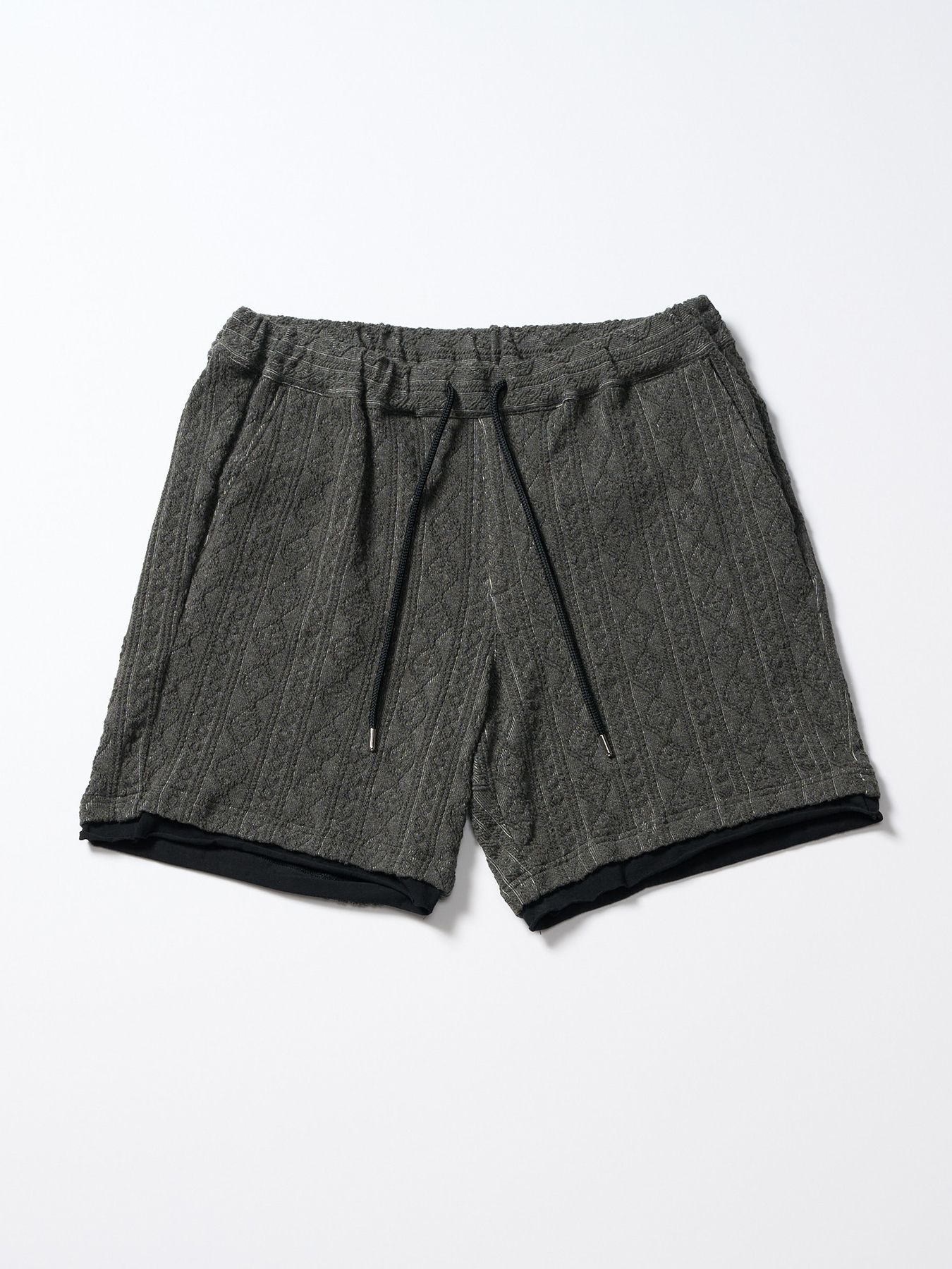 【予約品 1月25日(日) 締切】jacquard summer knit shorts / ジャガード サマーニット ショーツ / ブラック