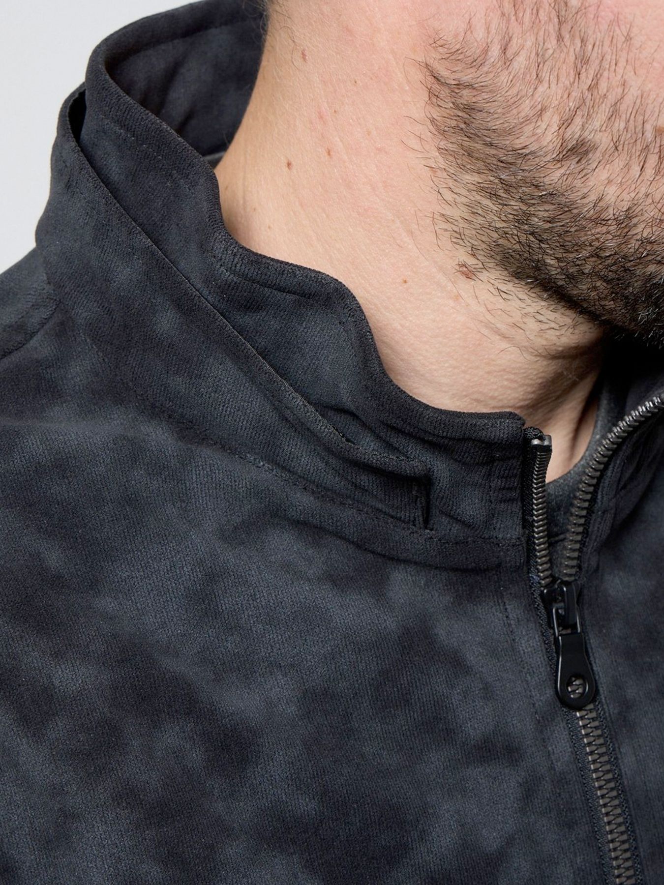 ムラプリントスタンドアップジップブルゾン / ライトグレー【HIDEAWAYS】