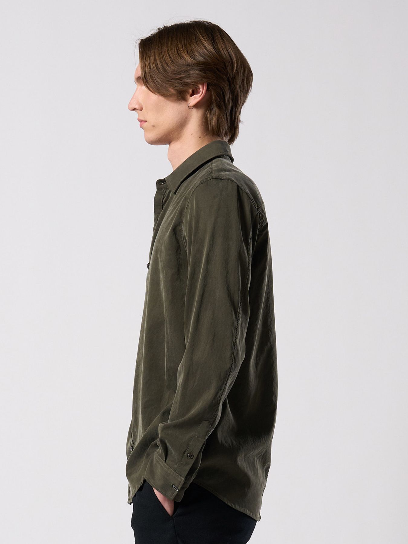 【予約品 4月19日(日) 18時締切】cupuro fibril dress shirt / キュプラフィブリル ドレスシャツ / フェードカーキ