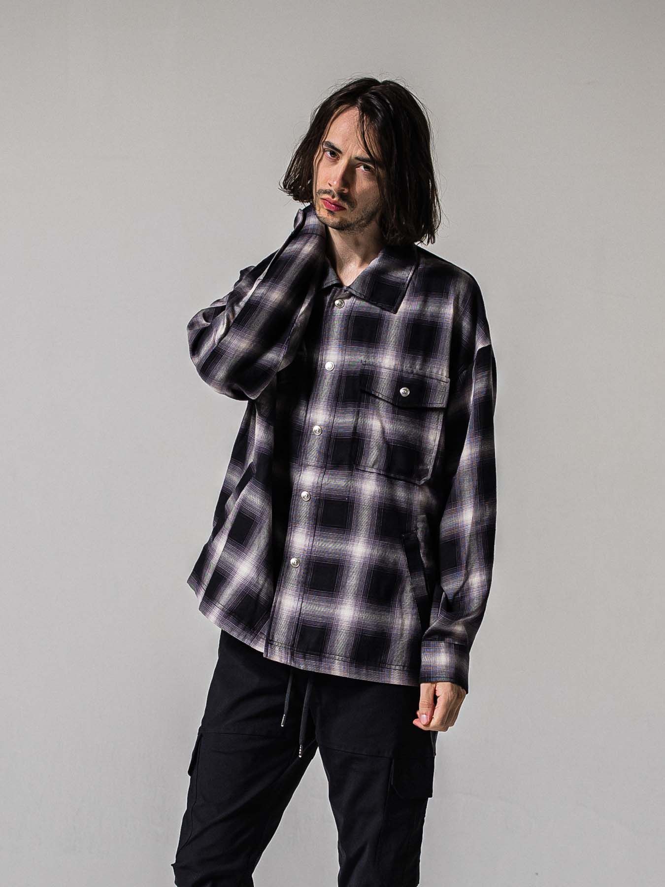 【予約品 11月16日(日) 締切】50s CHECK JK / オンブレチェック シャツジャケット / ブラック