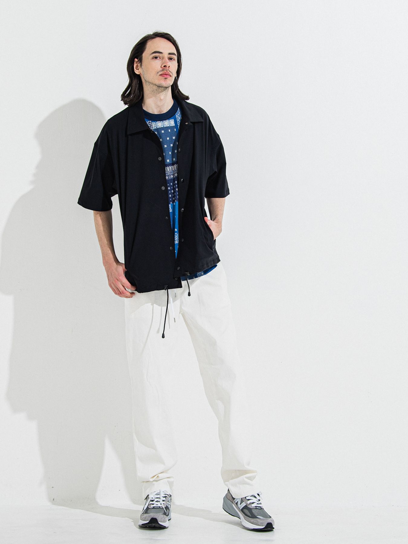 【予約品】NYLON HALF COACH JACKET / ナイロンハーフコーチジャケット / ブラック