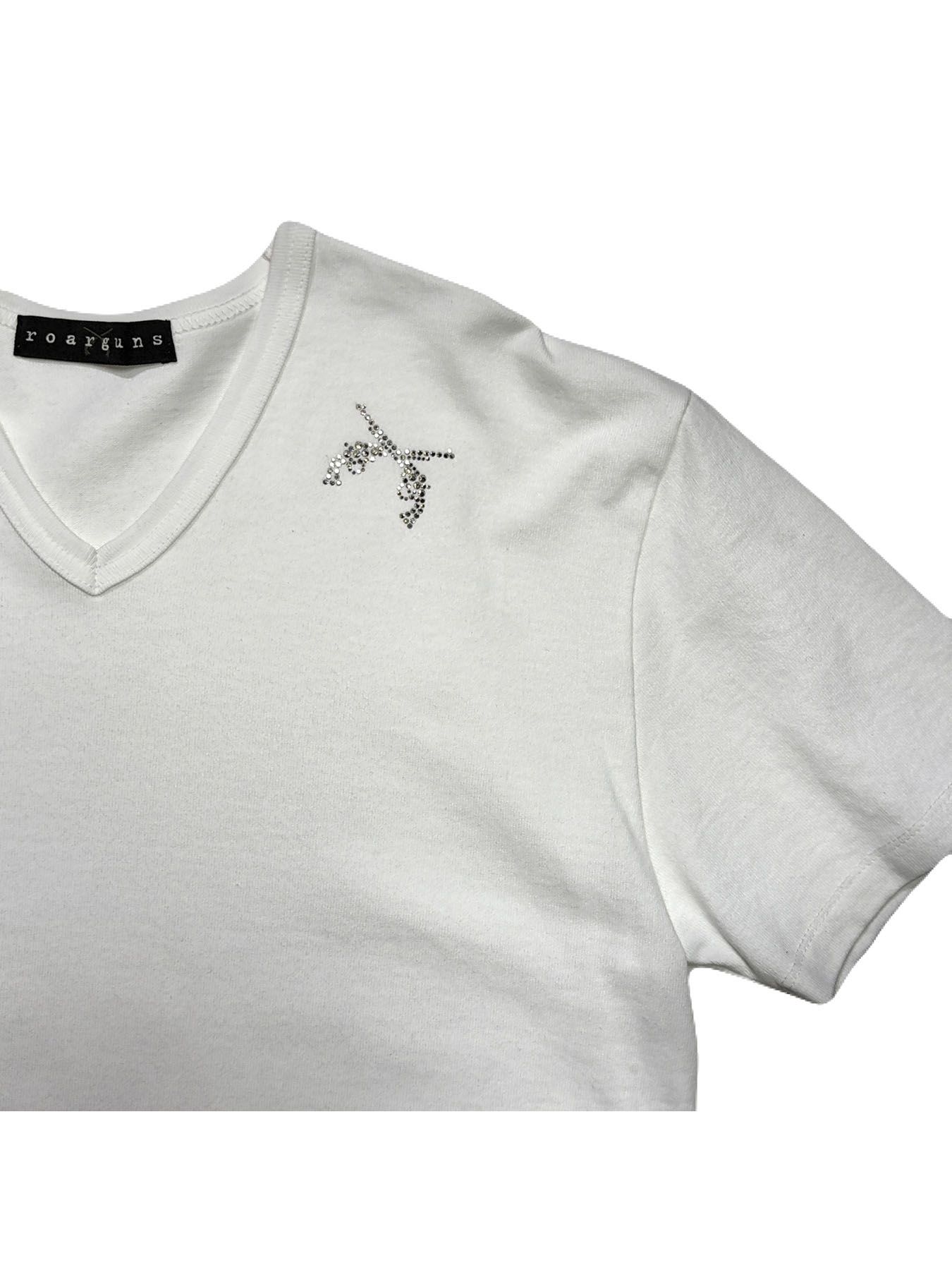 【予約品 3月9日(月) 18:00 締切】SMALL CROSSGUNS T / クリスタル スモールクロスガン Vネック Tシャツ / ホワイト