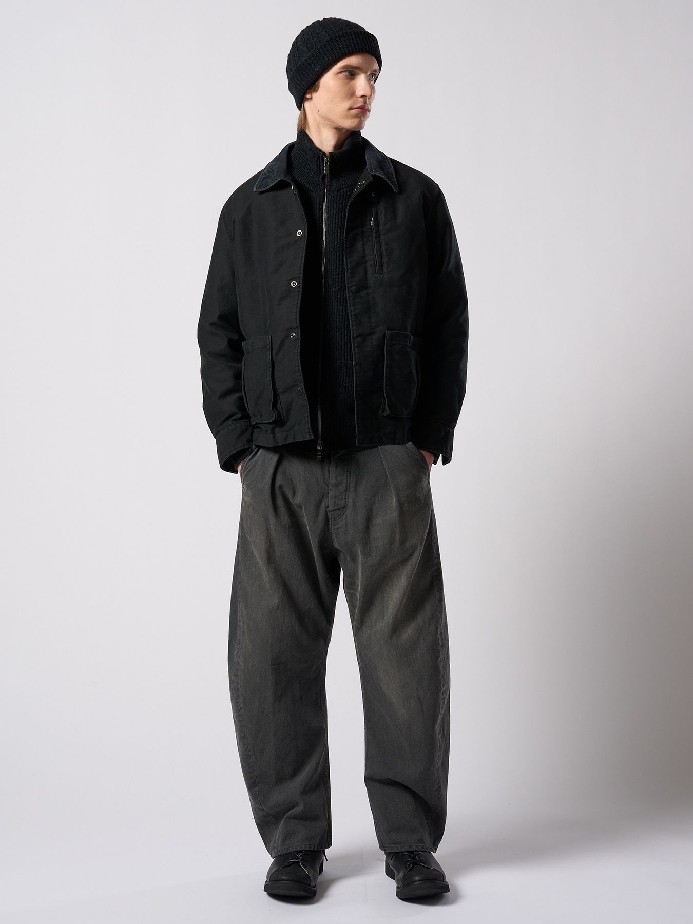 【予約品 4月19日(日) 18時締切】lomond×powder zip-up knit / ジップアップニット / ブラック