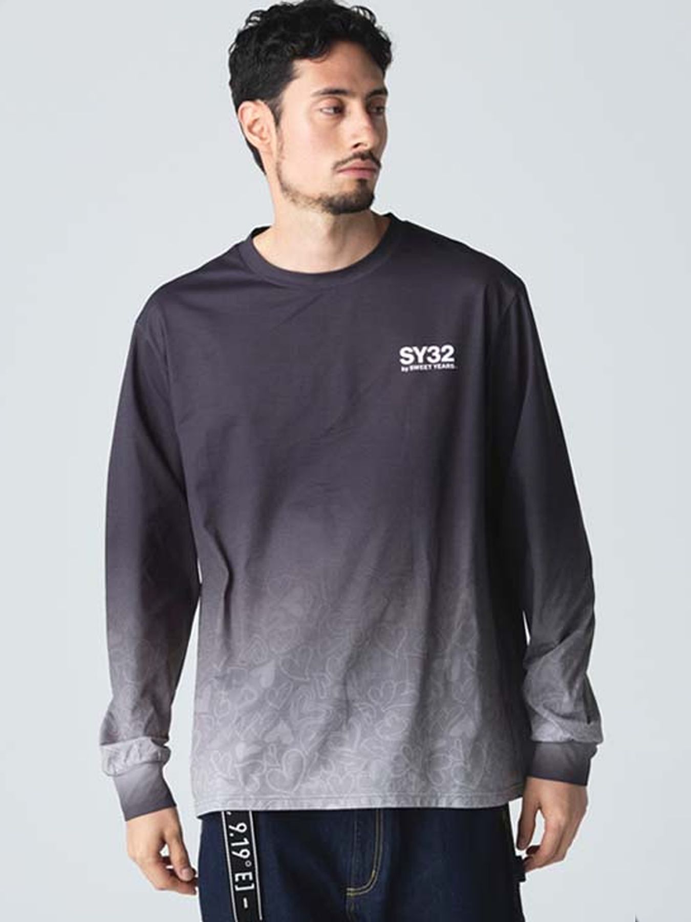 HEART GRADATION L/S TEE / ハートグラデーション ロングスリーブTシャツ / ブラック【SY32 by SWEET YEARS】